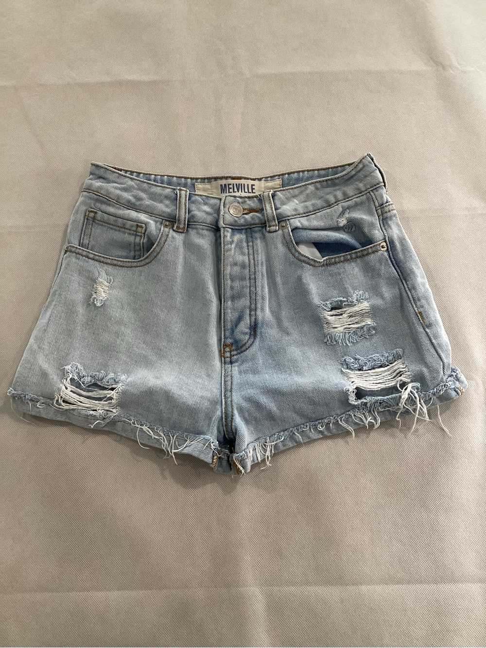 Brandy Melville Light Blue Distressed Denim Cutoff Shorts size 6 9/2